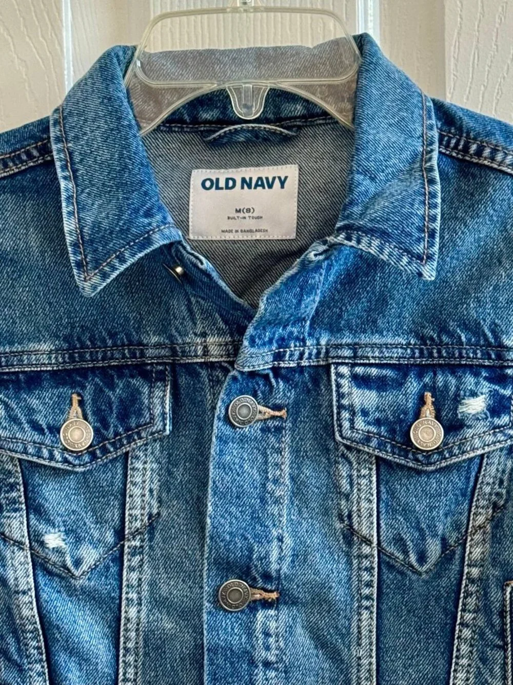 Kids Old Navy Classic Jean Jacket Distressed Medium Denim NWT Sz Med (8)